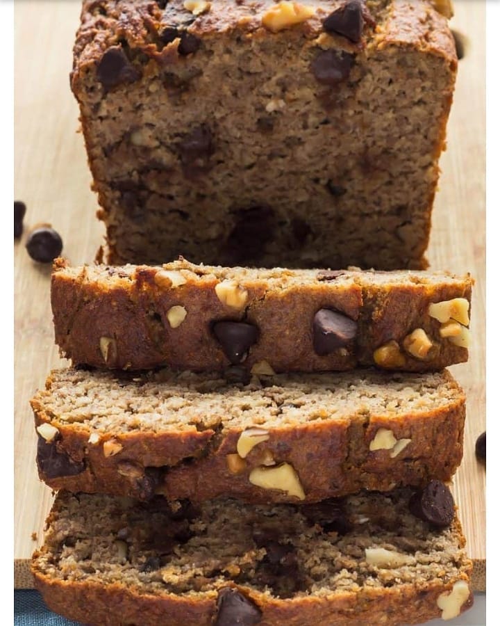 Coconut Banana Bread with walnuts and chocolate chip